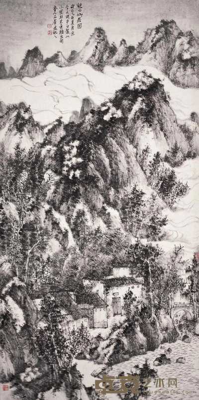 石峰 2005年作 皖山幽居图 镜心 136×68cm
